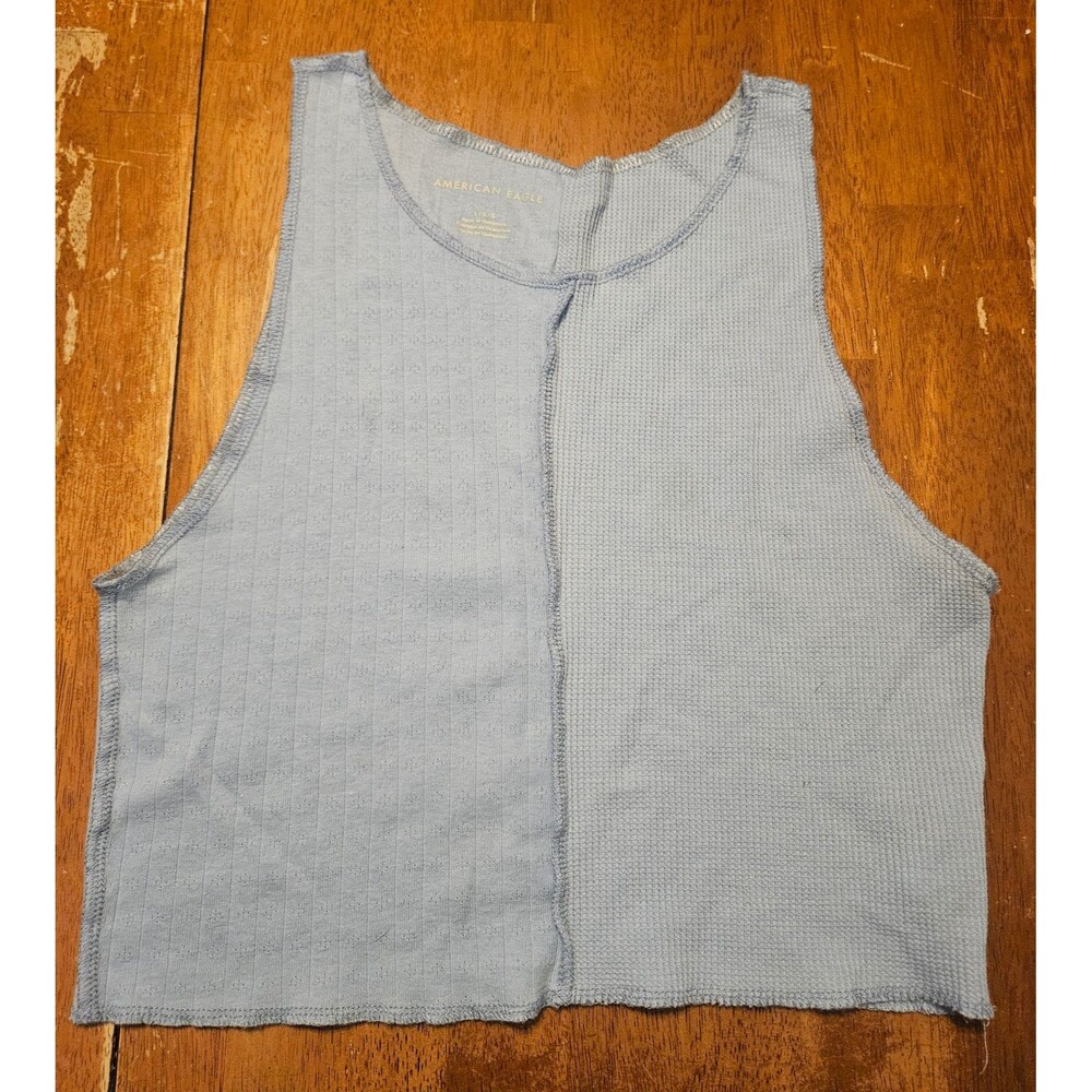 American Eagle Size Large Girls Light Baby Blue Crop Top Tank Soft